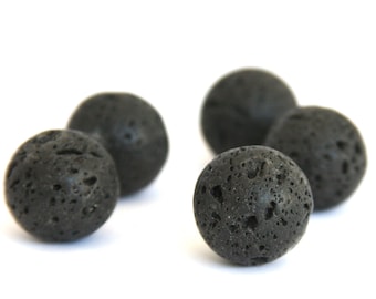 Perles de lave pierres précieuses noires pierres naturelles boule roche volcanique 4 mm 6 mm 8 mm 10 mm 12 mm 14 mm 16 mm