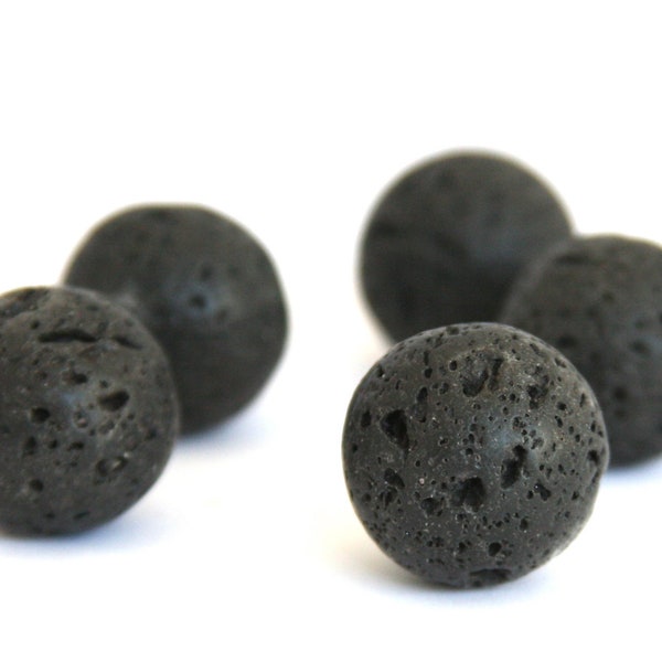 Lava Beads Black Gemstones Natural Stones Ball Volcanic Rock 4 mm 6 mm 8 mm 10 mm 12 mm 14 mm 16 mm