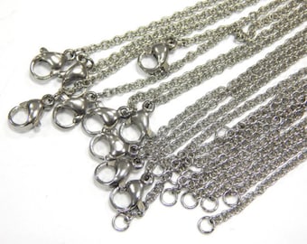 3 piezas Cadena de metal de acero inoxidable de 50 cm con mosquetón Joyas de plata de 2 mm x 2,5 mm vendidas por metros para hacer joyas, collares, pulseras, manualidades