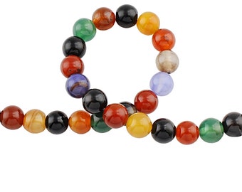 Agate Beads Gemstone Natural Stone Colorful 38 cm strand Ball 4/6/8 mm Choice Natural Gemstone Jewelry Stone Agate / Akik