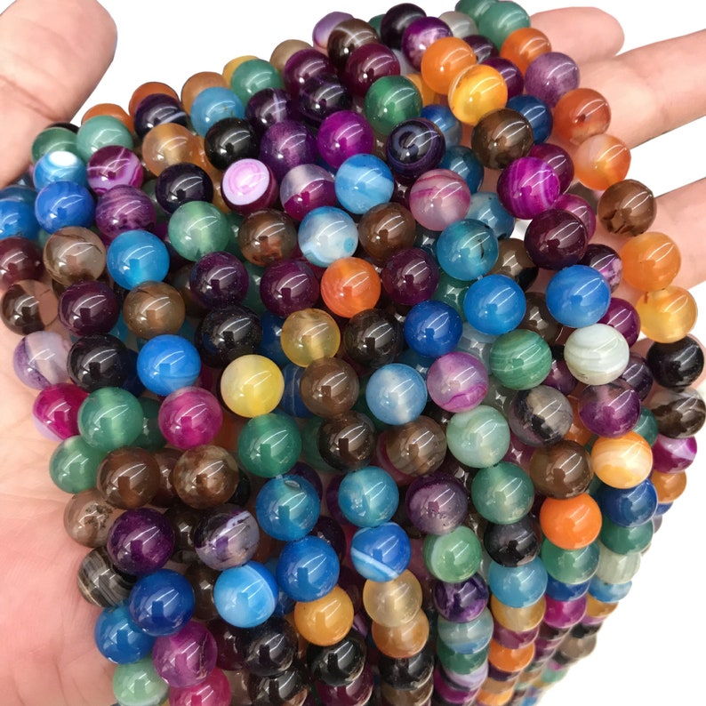Achat perlen Poliert Rund Natur Edelsteine Schmucksteine 4/6/8 mm Wählen Größe Kugeln Schmuckperlen Farbauswahl Bild 2
