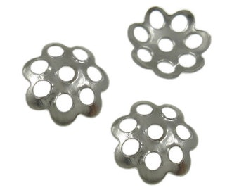 20 roestvrijstalen kralenkapjes voor 6 mm kralen filigrane bloemvormige eindkapjes metalen afstandhouder metalen kapjes