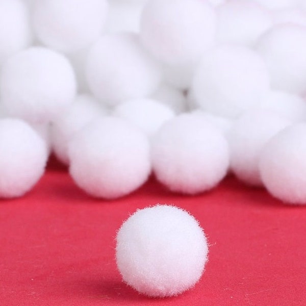 Pompon Bianco 10/15/20/25/30 mm Pompon Pompon Cucito Tilda Artigianato Trim Palline Soffici Palline di Peluche per Divertenti Artigianato Creativo FAI DA TE