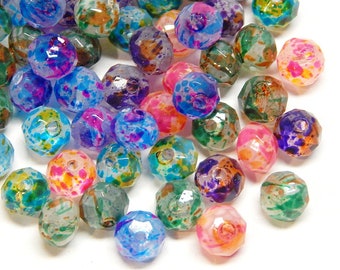 Czech glass beads glass beads 100pcs colorful beads colored spotted jewelry beads rondelle 6 mm spacer beads