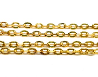 Metallkette Gold Oval ring 3x2mm / 300cm Schmuckkette für Halskette Armband Gliederkette Link Kette DIY schmuck basteln