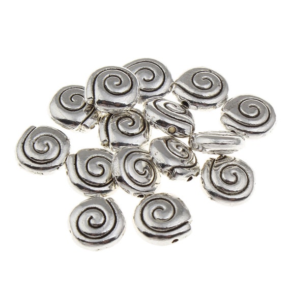 F184 Spiral Metal Beads Spacer 8 mm Silver Metal Beads Jewellery Parts for Jewellery Making Accessories DIY Jewellery Crafts 