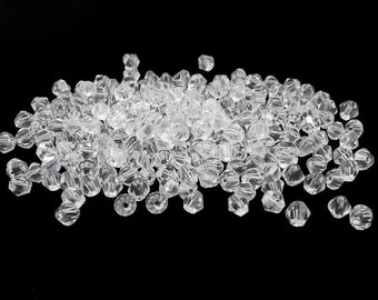 Perles acryliques cristal 4/6/8/10mm perles en plastique perles en plastique bicône pour ensemble d'artisanat accessoires d'artisanat entretoise fabrication de bijoux vous-même