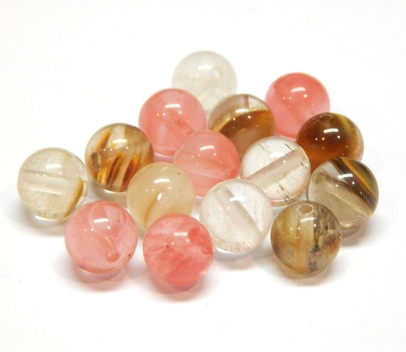 Round Cherry Waterlemon Crystal Glass Stone Loose Beads For Jewelry Making 15" 