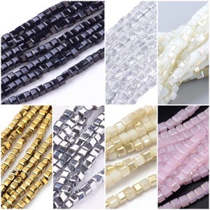 50 pezzi Perline di vetro Perline di cristallo 2 x 2 mm Selezione colore Cubo Perline di vetro ceco di Boemia Perline pressate
