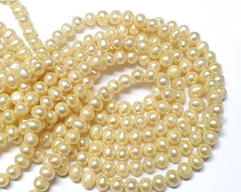 30pcs freshwater pearls cultured pearls 6 mm cream natural potato oval keshi for bracelet necklace earrings jewelry craft pearl