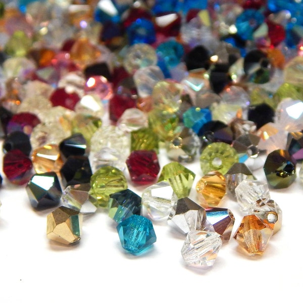 Preciosa 4mm Bicone Crystal - AB - Metallic Mix Bunt Doppelkegel Glasperlen Facettierte Tschechische Kristall Perlen Schmuck Basteln