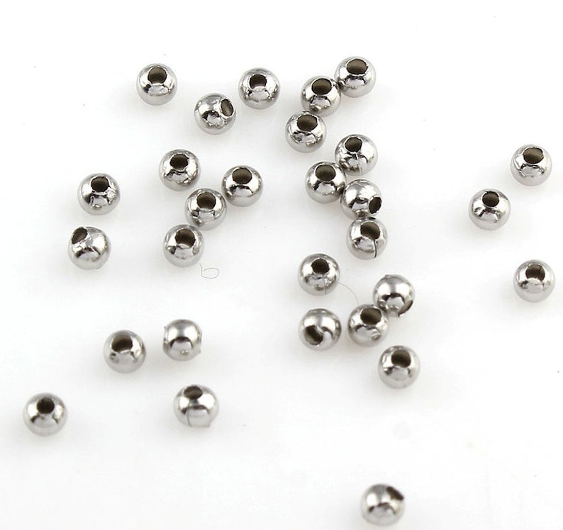 Pack of 50 Round Silver Colour Metal Spacer Beads Jewellery Making Beading Beads
