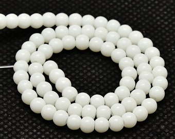 32pcs jade beads 10 mm semi-precious stone OPAQUE matt white