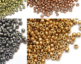 1100pcs Glass Rocailles Beads 4mm Metallic Matt Color Set, 6/0, Pony Beads, Mini Children's Beads, Seed Beads, Color Selection