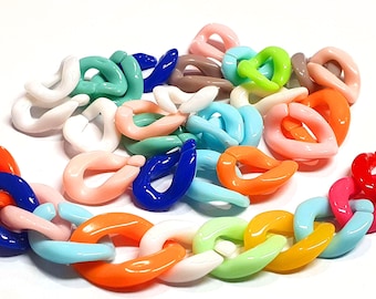 Catena in plastica Catena a maglie da 1 metro Catena cordolo twist 19 mm Clip colorata C Catena di gioielli per creazione di gioielli Collane Bracciale Artigianato fai-da-te