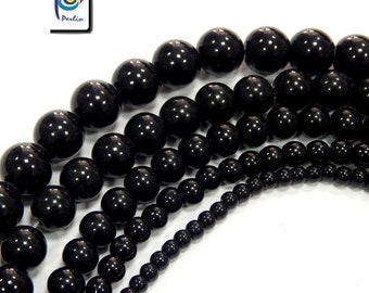 Gemstone Onyx Ball Beads Set 5 Strands 4/6/8/10/12 mm Black Gemstone Jewelry Stone Natural Stone