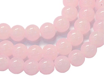 Jade Beads Semi-Precious Stone 10/8/6 mm Baby Pink Round Semi-Precious Stones Jewelry Beads Craft Beads Bead For Threading For DIY Jewelry Bracelet Necklace