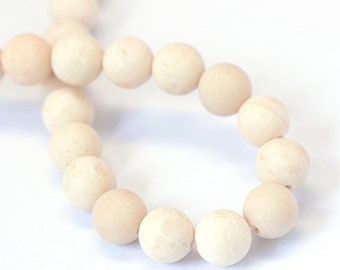 Perles d'agate indienne naturelle 4-6-8mm, pierres précieuses rondes blanches fossiles givrées, pierres précieuses semi-précieuses, perles de bijoux