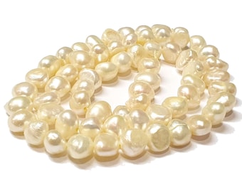 30 Freshwater Pearls 6mm Yellow Natural Rice Grain Cultured Pearls Keshi for Bracelet Necklace Earrings Jewelry Crafting Bead