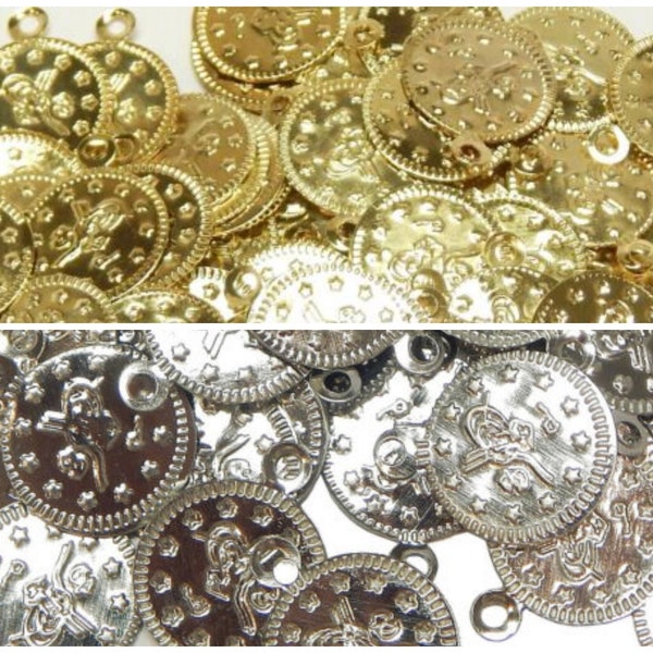100 Stück Metall Münzperlen Ottoman Tugra Pailletten 18mm Schmuck Charms Anhänger für Gürtel, Haarschmuck, Orientalischer, Bauchtanzkostüm