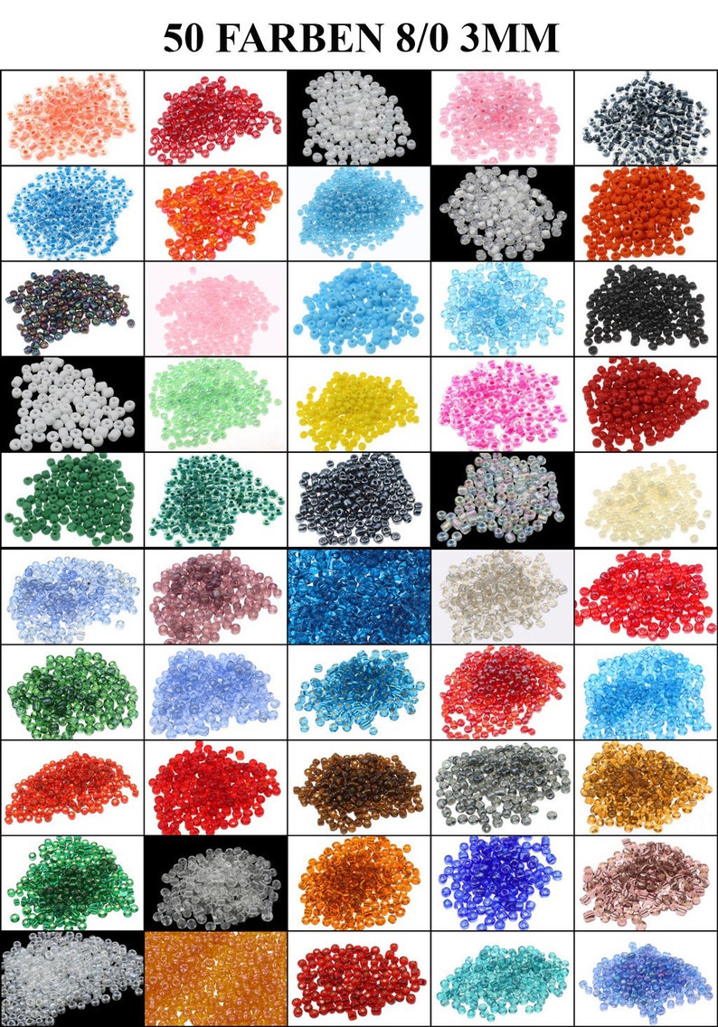 1 kilo Rocailles 3 mm 50 Pack 50 Colors Glass PERLEN Around 34000stk POSTEN Jewelry beads Seed Beads AM11