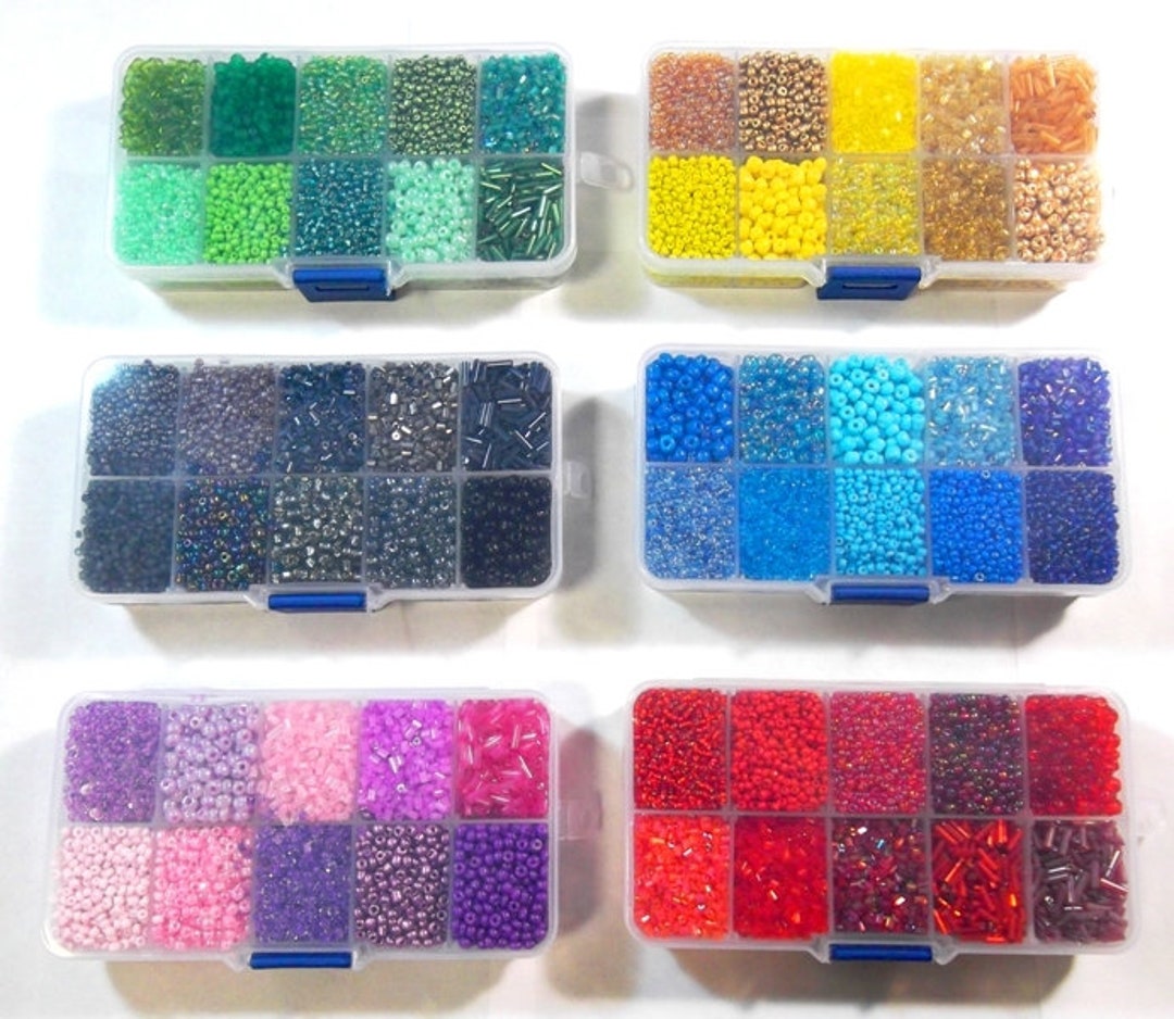 Rocailles Perlen Glasperlen Indianerperlen 2,2mm 50 Farben Set
