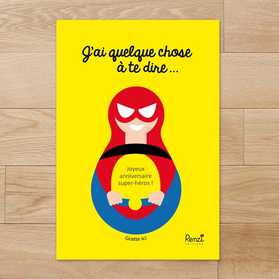 Carte A Gratter Joyeux Anniversaire Super Heros Garcon Etsy