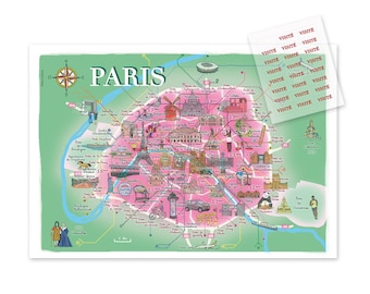 Poster map Paris illustrated