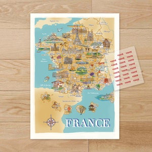 Illustriertes Poster mit Frankreich-Karte