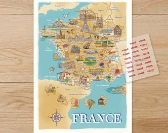 Affiche carte France illustrée
