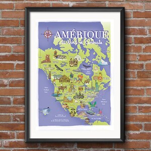 Mapa / plakat / Ameryka Północna / ilustracje