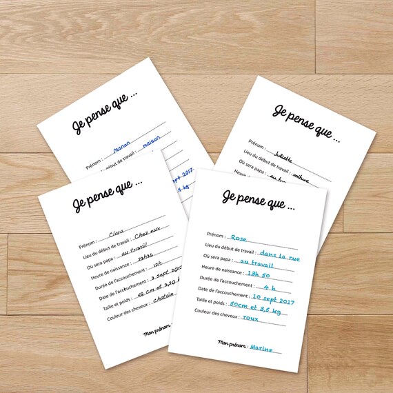 Carte Pronostics De Naissance Grossesse Baby Shower Bebe Etsy
