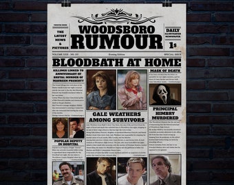 Artículo de periódico sobre el aniversario del asesinato brutal (20 x 30 pulgadas, 300 ppp), descarga digital