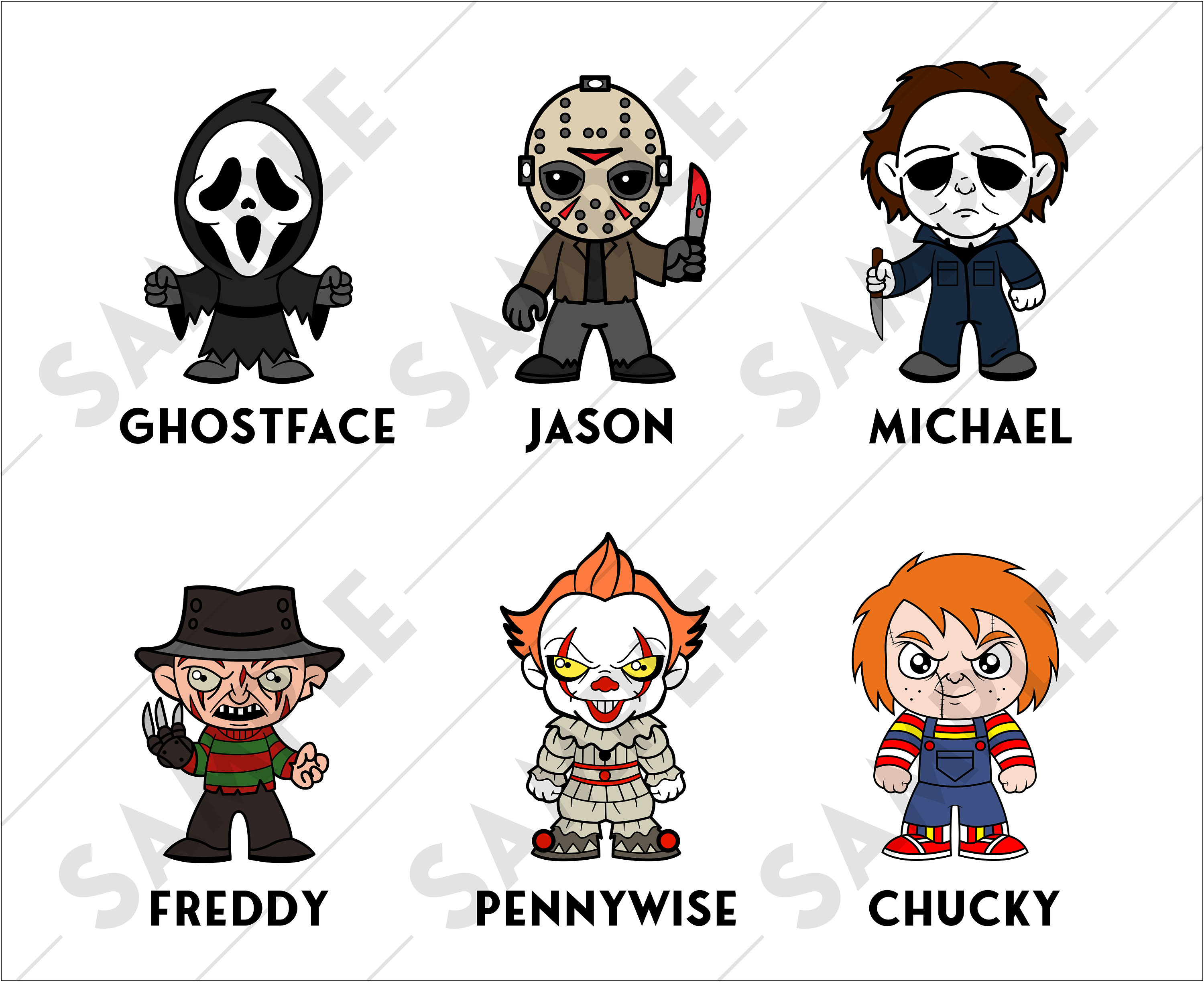 Halloween Horror Movie Killers Chibi Characters Scream - Etsy