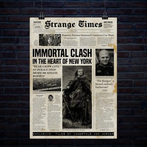 Immortal Clash In New York Newspaper Article 20 inch x 30 inch 300Dpi Poster Digital Download