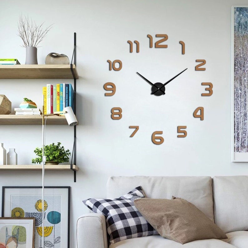 Large Rustic Wall Clock Numbers Silent Wall Clock Etsy