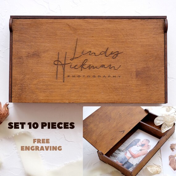 Big Set Wooden Photo Box for the Photographer With Engraving. Etsy