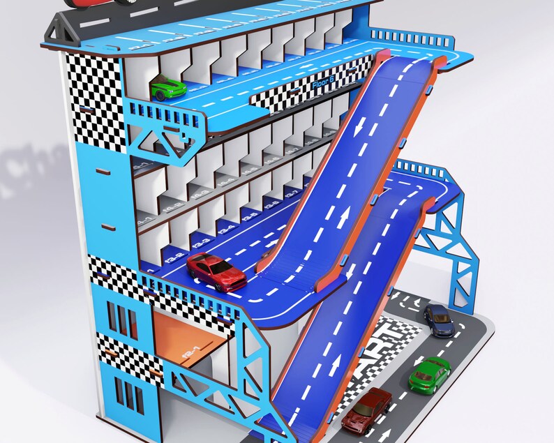 Personalized Wooden Toy Garage Shelf With Ramp for 2 3 4 5 6 Etsy