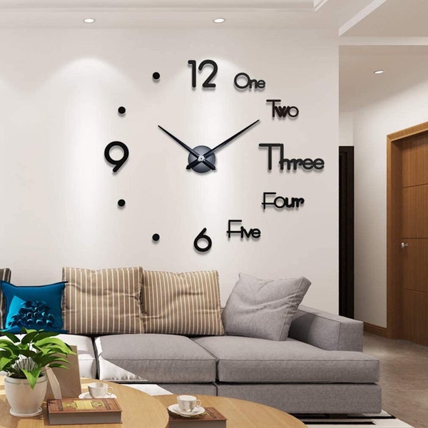 Horloge murale extra large minimaliste pour chambre à coucher - 30 à 50 pouces, simple et élégante