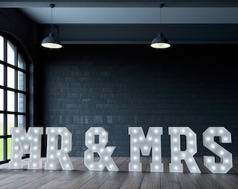 Mr & Mrs Light Up Letters | Event Light Up | Light Up Letters | Large wedding sign