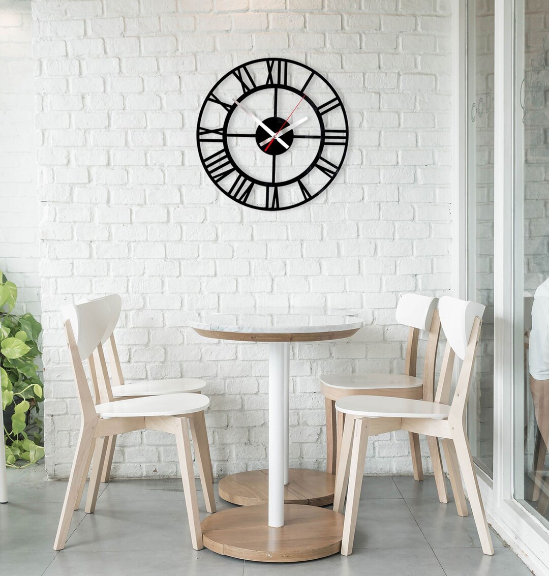 Modern Black Wood Wall Clock Large and Silent Unique Farmhouse Design