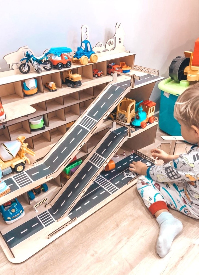 Personalized Wooden Toy Car Garage Big Car Shelf Toy Car Etsy