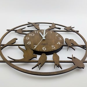 Big clocks Clock wall decor Bird clock Rustic wall clock Natural home decor image 4