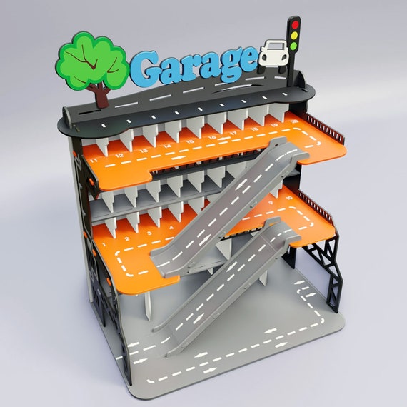 Toy Cars Storage in Wooden Garage With Custom Name Toddler Etsy