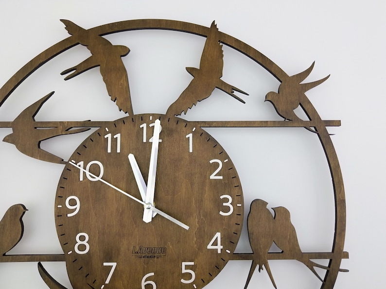 Big clocks Clock wall decor Bird clock Rustic wall clock Natural home decor image 5