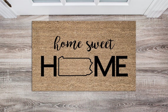 Home Sweet Home Pennsylvania Pa State Welcome Door Mat 100 Natural Coir Great Housewarming Gift Can Be Personalized Made Custom