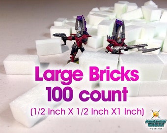 Large Hobby Bricks - 100 count | XPS Foam (1/2" W X 1/2" W X 1" L) | Wargaming | Terrain | Warhammer Scenery | Tabletop Gaming | 40k |