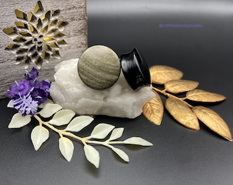 Golden Obsidian Natural Stone Double Flared Plugs