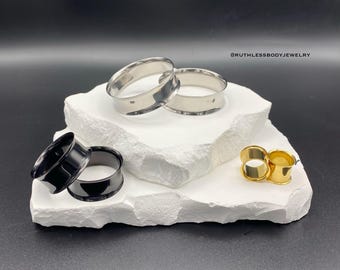 Dubbel uitlopende vleestunnels 316L chirurgisch roestvrij staal goud, zilver of zwart