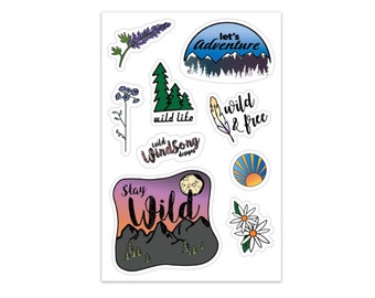 Wild en gratis stickervel | Boho-stickers voor outdooravontuur